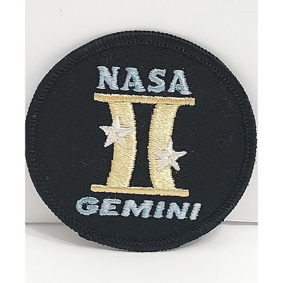 Gemini Gold Zodiac NASA Space Mission Patch 2 White Stars Nasa Vintage Space - Picture 1 of 5